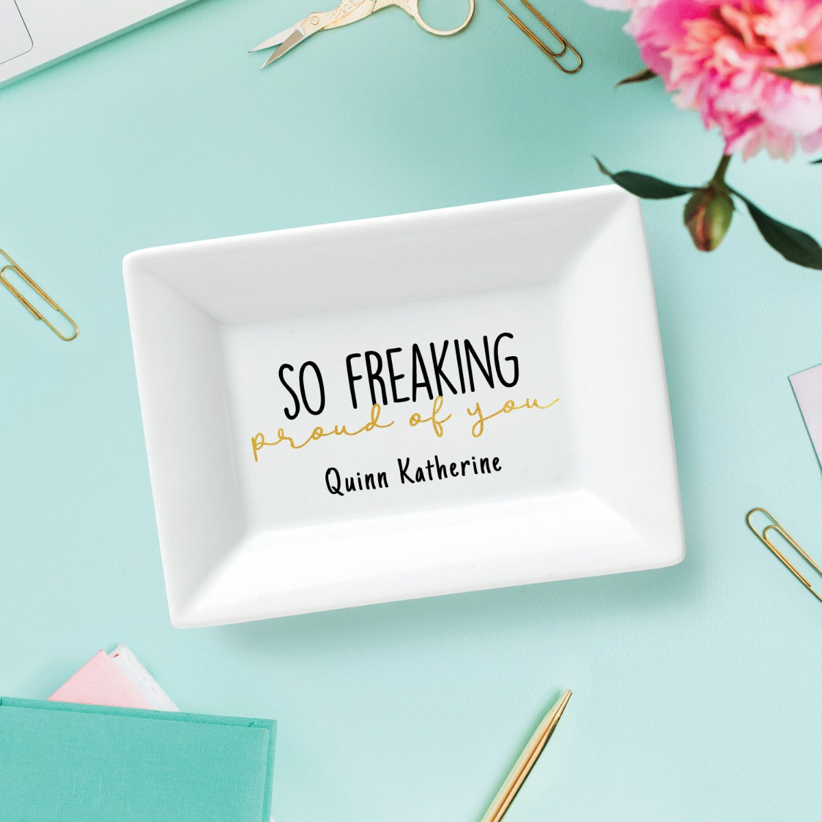 So Freaking Proud Personalized Rectangle Trinket Dish