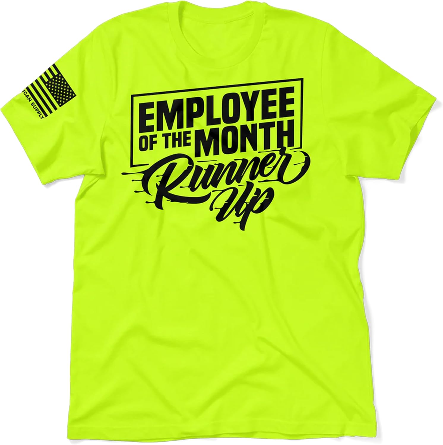Hi Vis, Hi Viz Runner Up Cotton/Poly Blend Half-Sleeve Safety T-Shirt, Funny Work Shirts for Men, Safety Yellow
