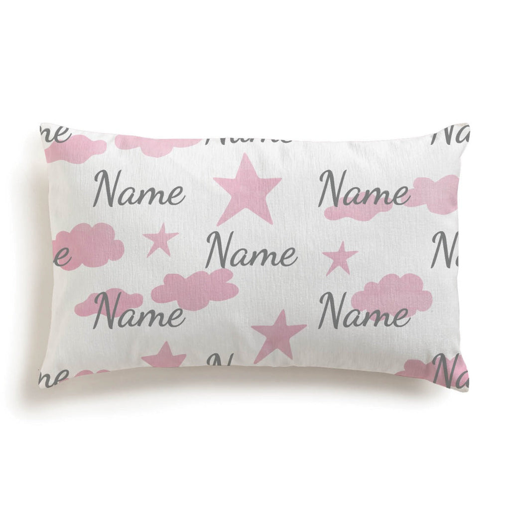 Personalized Pink Stars and Clouds Lumbar Throw Pillow