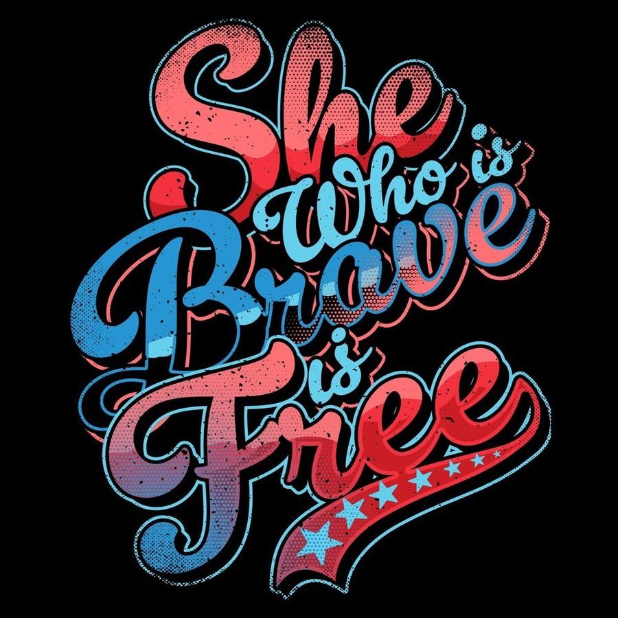 Women's Brave Is Free Boyfriend Fit T-Shirt - Black