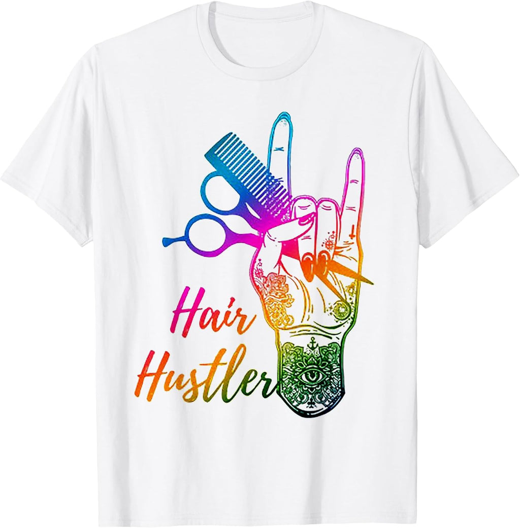 Funny Hair Hustler Funny Hair Stylist Tee Shirt