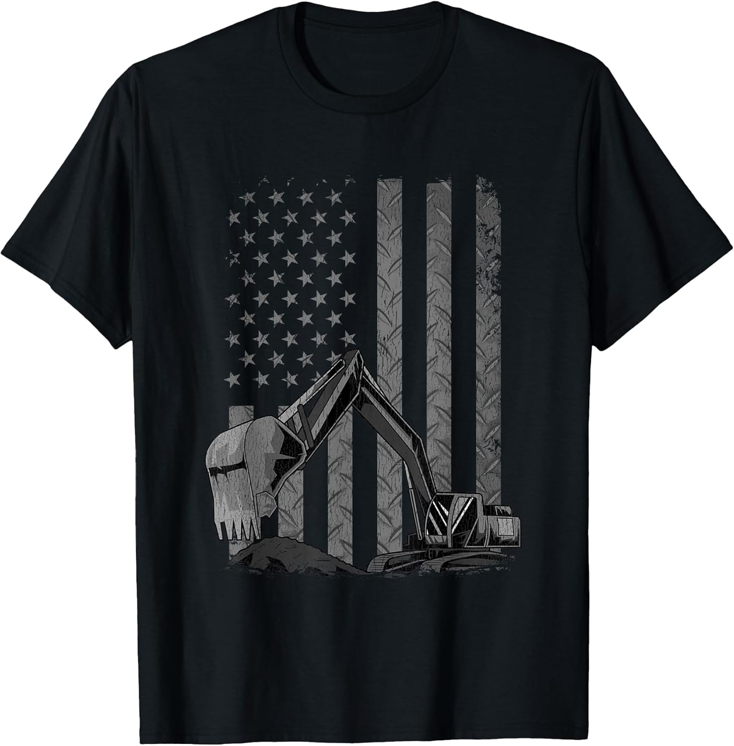 Patriotic Construction Worker Excavator Operator Digger Cool T-Shirt