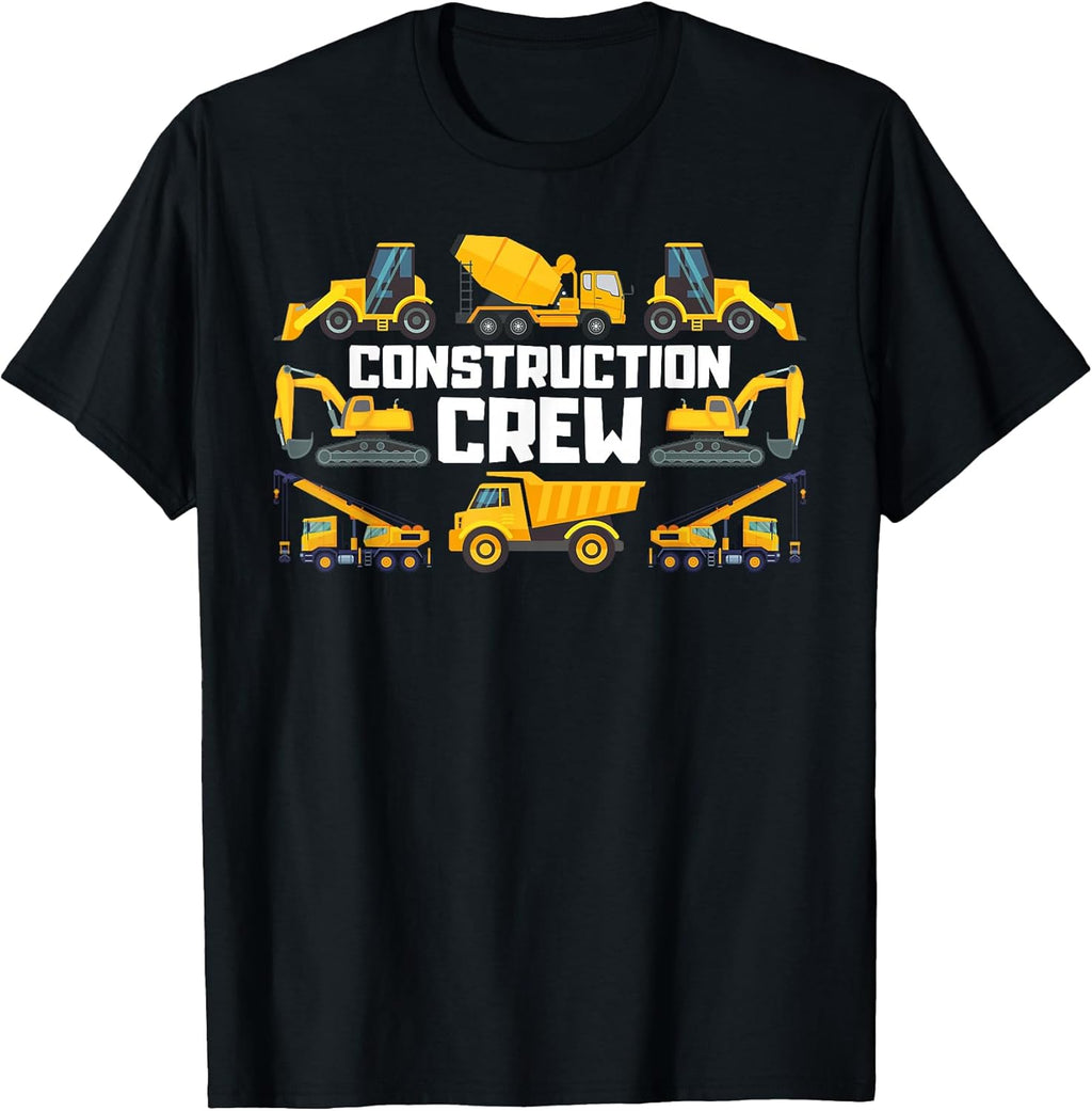 Construction Crew Worker Excavator Kids Boys Girls T-Shirt