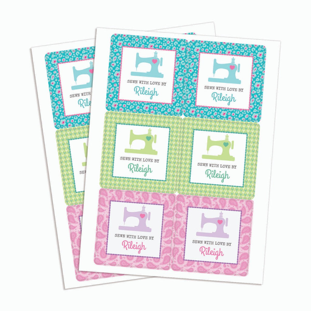 Sewn With Love Personalized Square Stickers - Set of 12