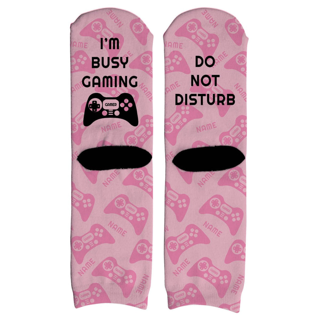 I'm Busy Gaming Pink Personalized Adult Crew Socks