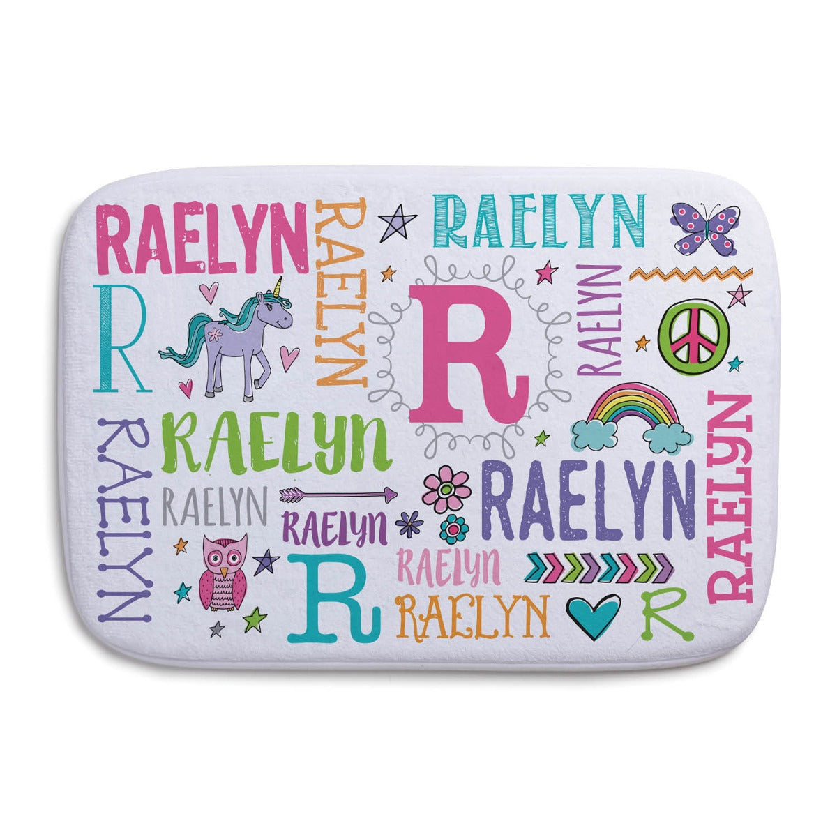 My Name Pastel Colors Personalized Bathmat