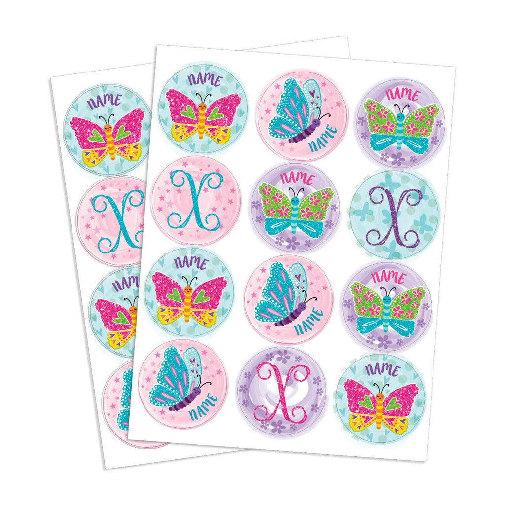 Beautiful Butterflies Personalized Round Sticker - Set of 48