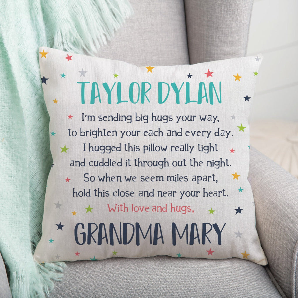 Starry Hugs From Home Personalized Throw Pillow