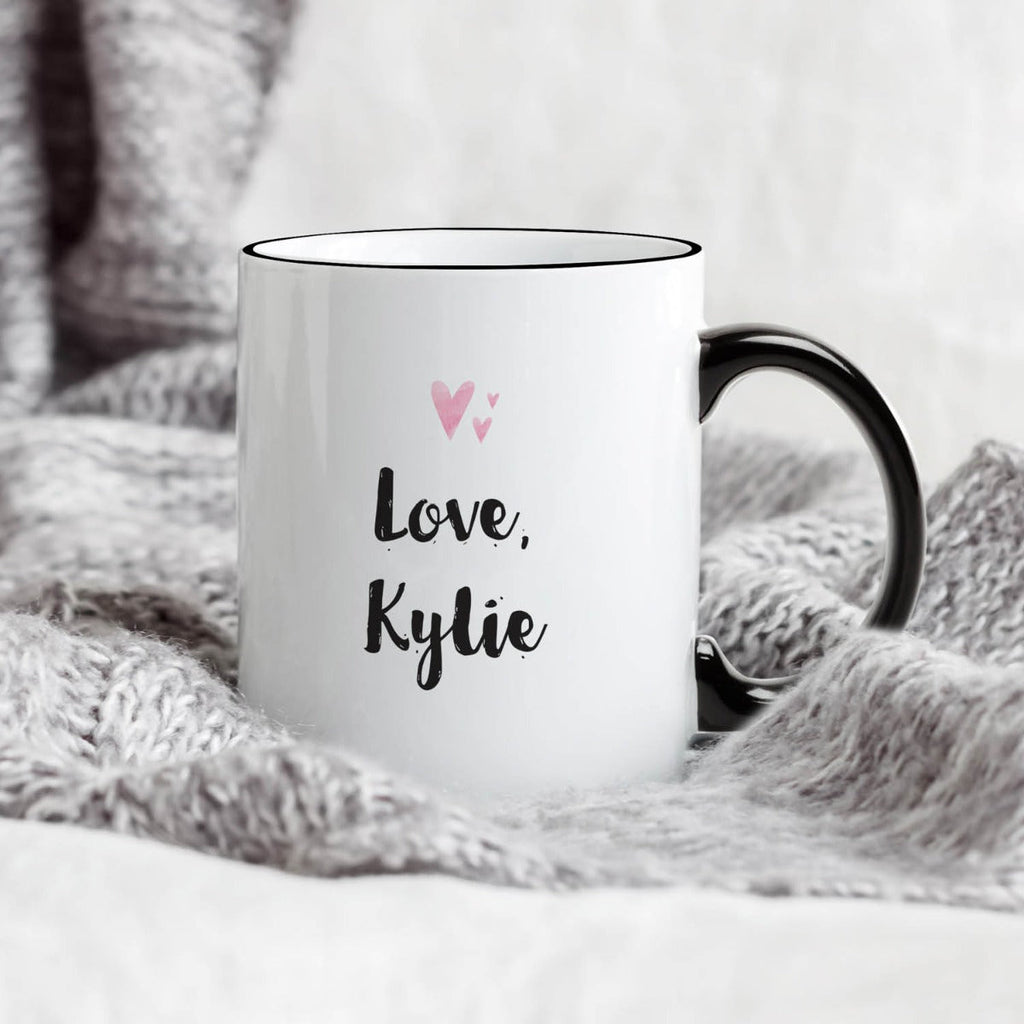 Hug-A-Saurus White Coffee Mug with Black Rim and Handle-11oz