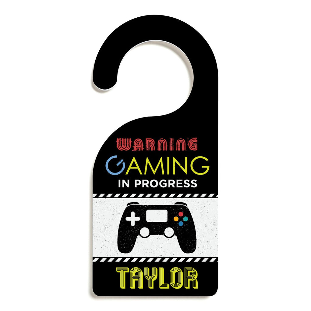 Warning Gaming In Progress Personalized Door Hanger