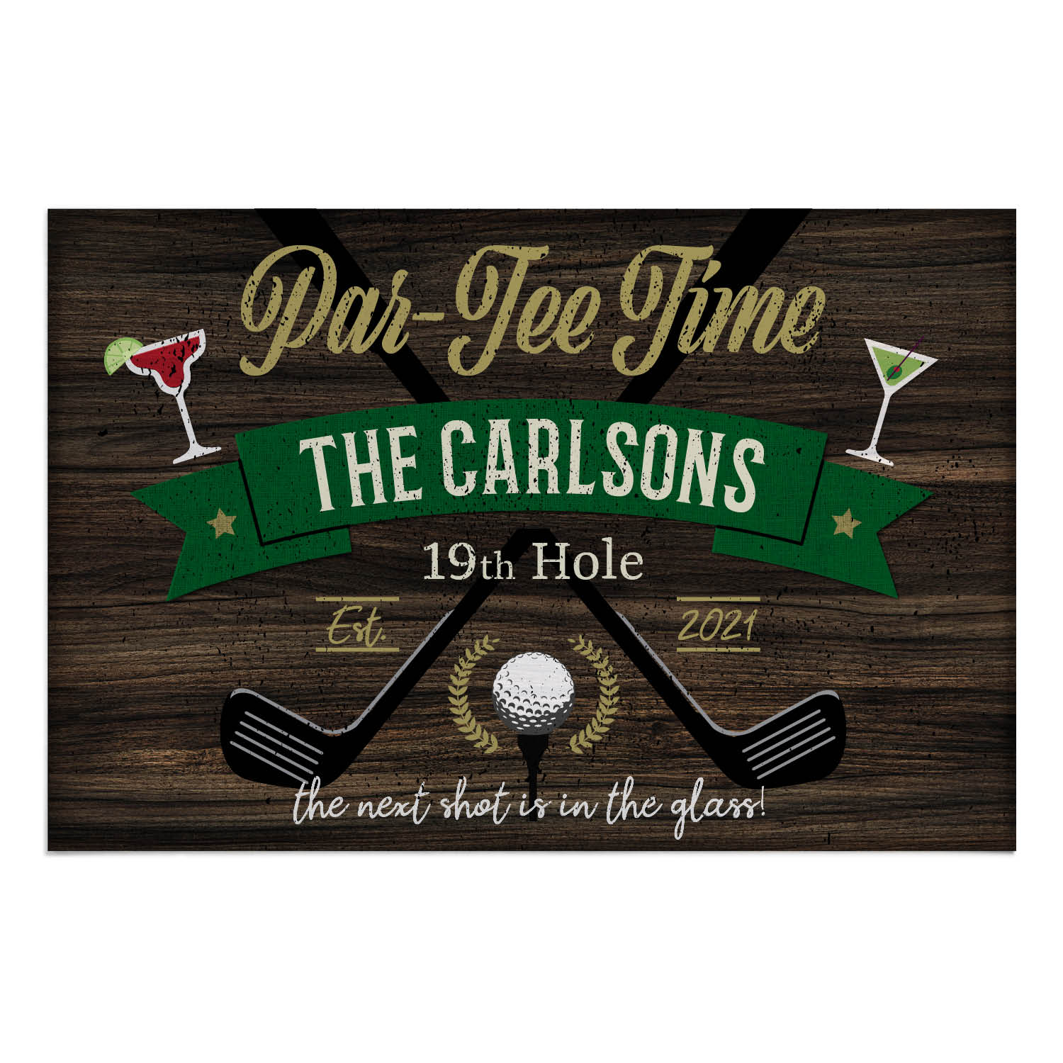 Golfer's Par-Tee Time Personalized Doormat - 18x27 Inch, 1/8" Thin