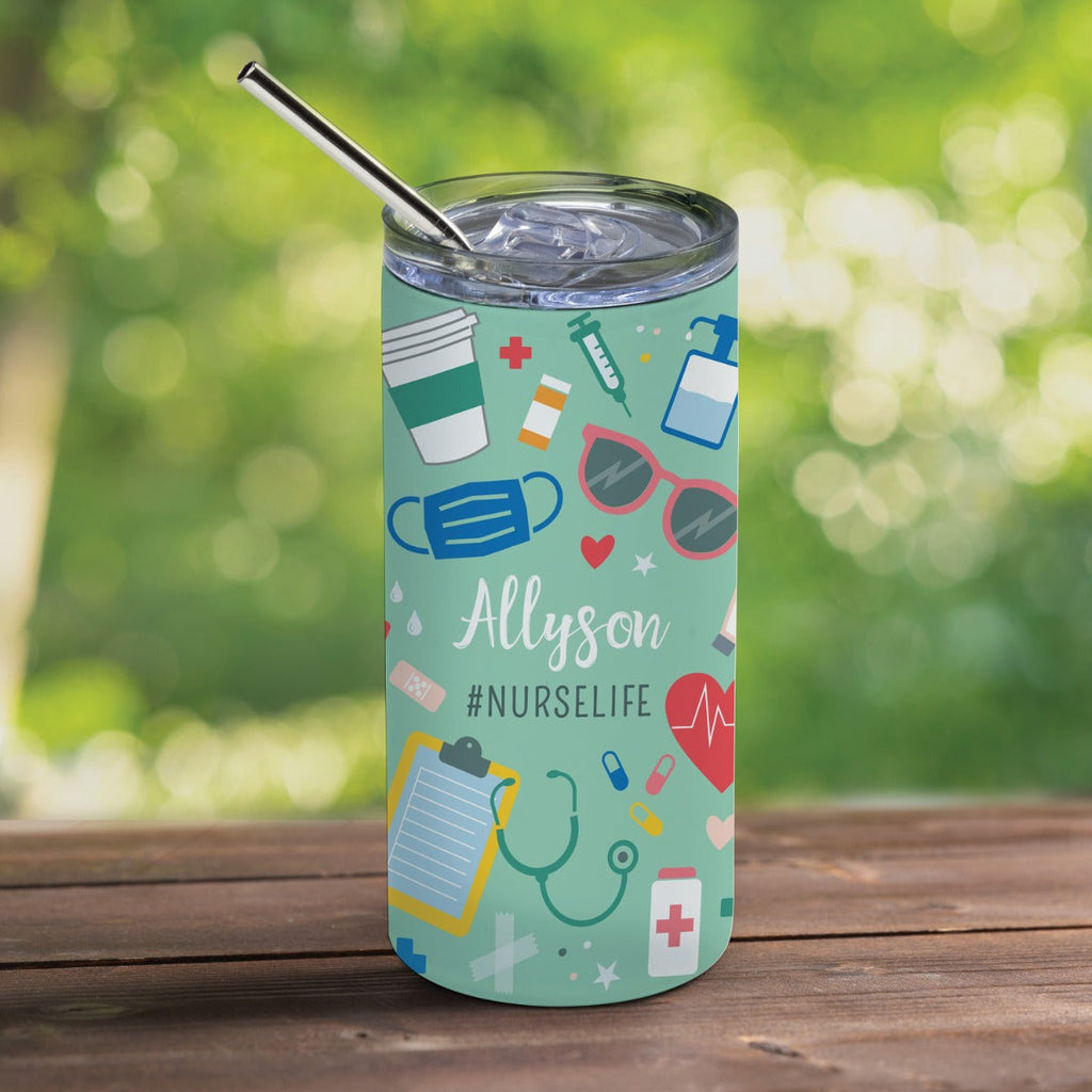 Nurse Life Stainless Steel Tumbler with Straw