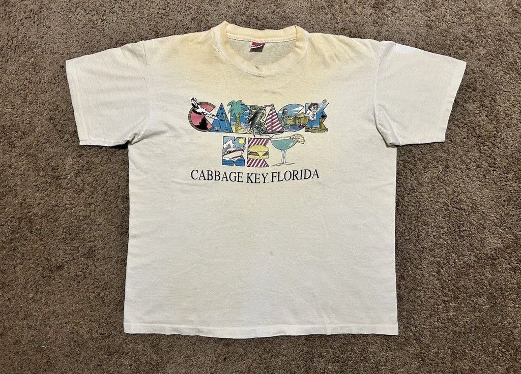 Vintage Vtg 90s Thrashed Cabage Key Florida T Shirt Xl Hoodie Sweatshirt | PrintMintTees.com