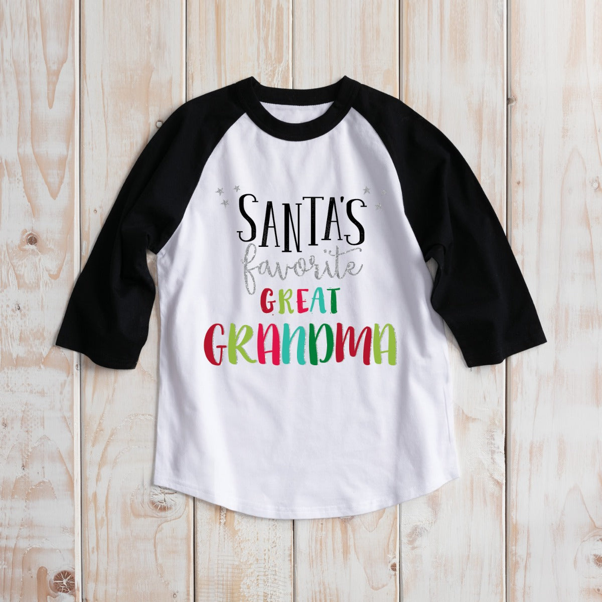 Santa's Favorite Great Grandma Black Sleeve Sports Jersey