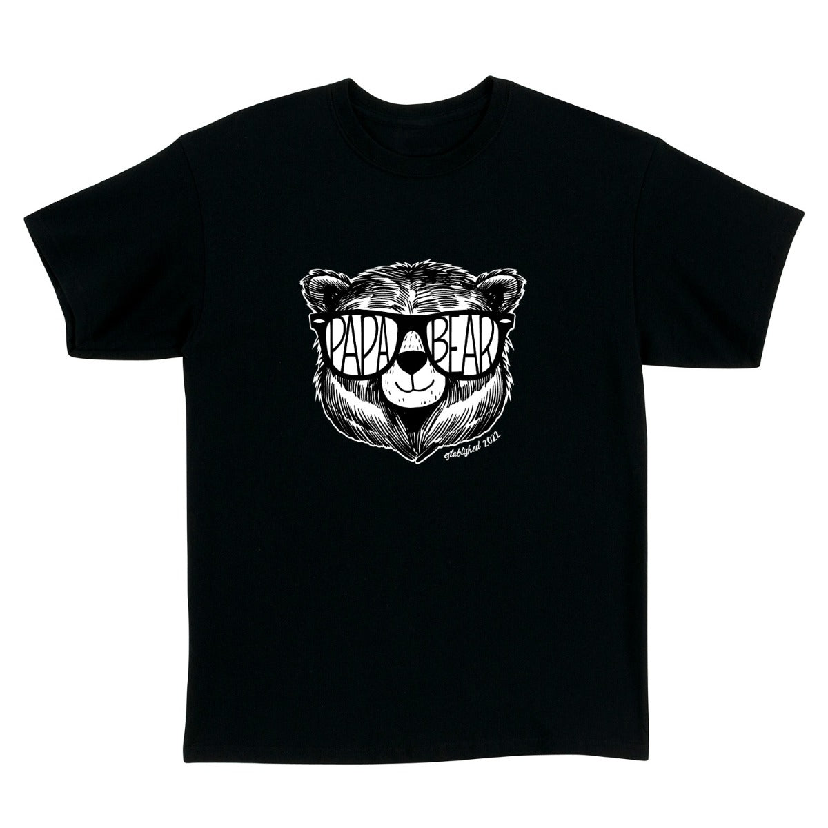 Papa Bear with Glasses Personalized Black T-Shirt