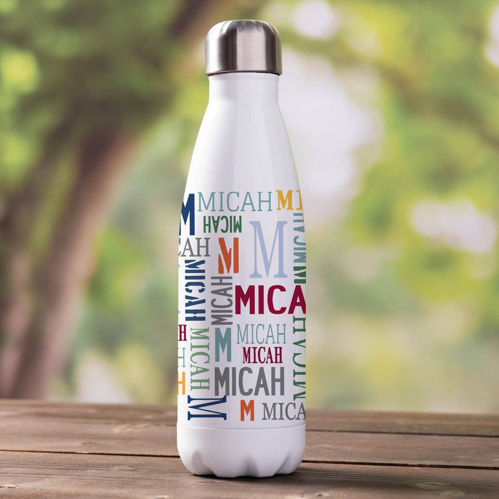 Boy's Pattern Personalized Stainless Steel Water Bottle