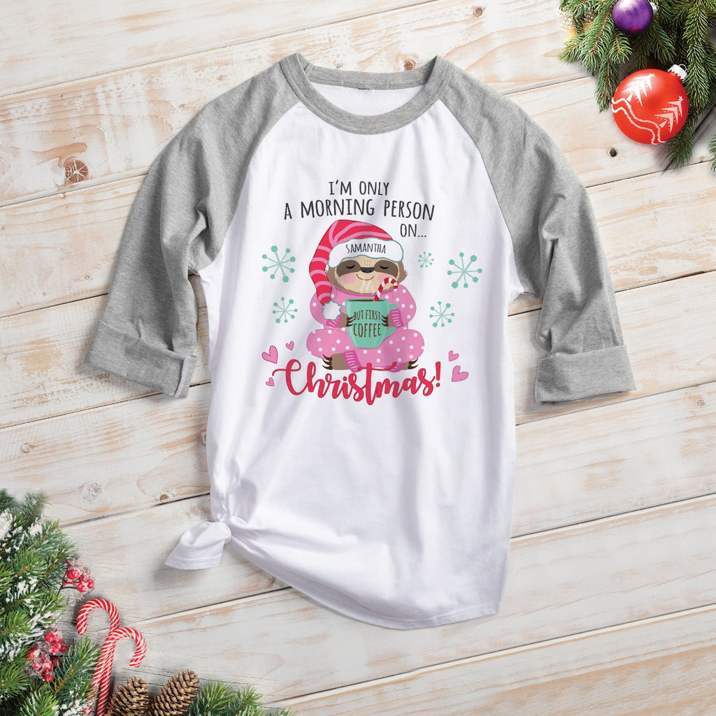 I'm Only a Morning Person on Christmas Sloth Gray Sports Jersey