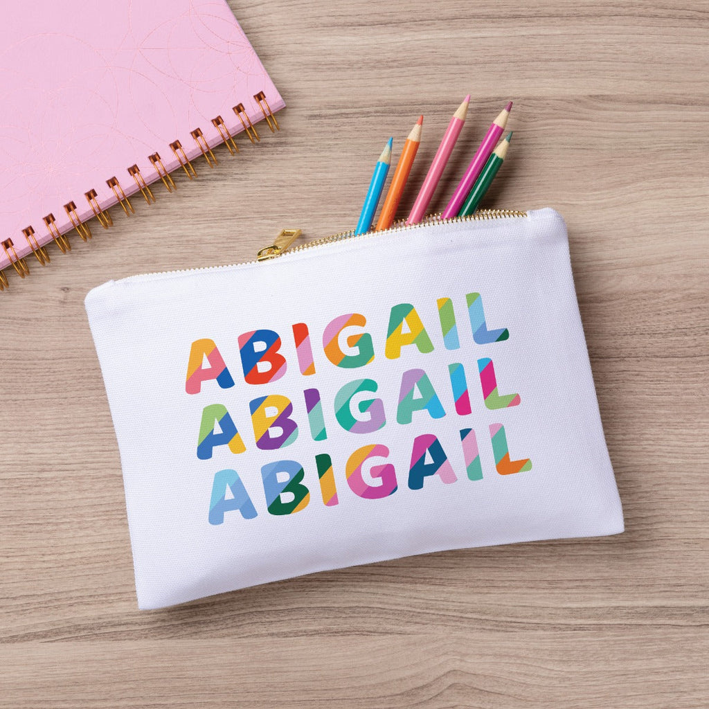 Colorful Name Pattern for Her Personalized Zipper Pouch