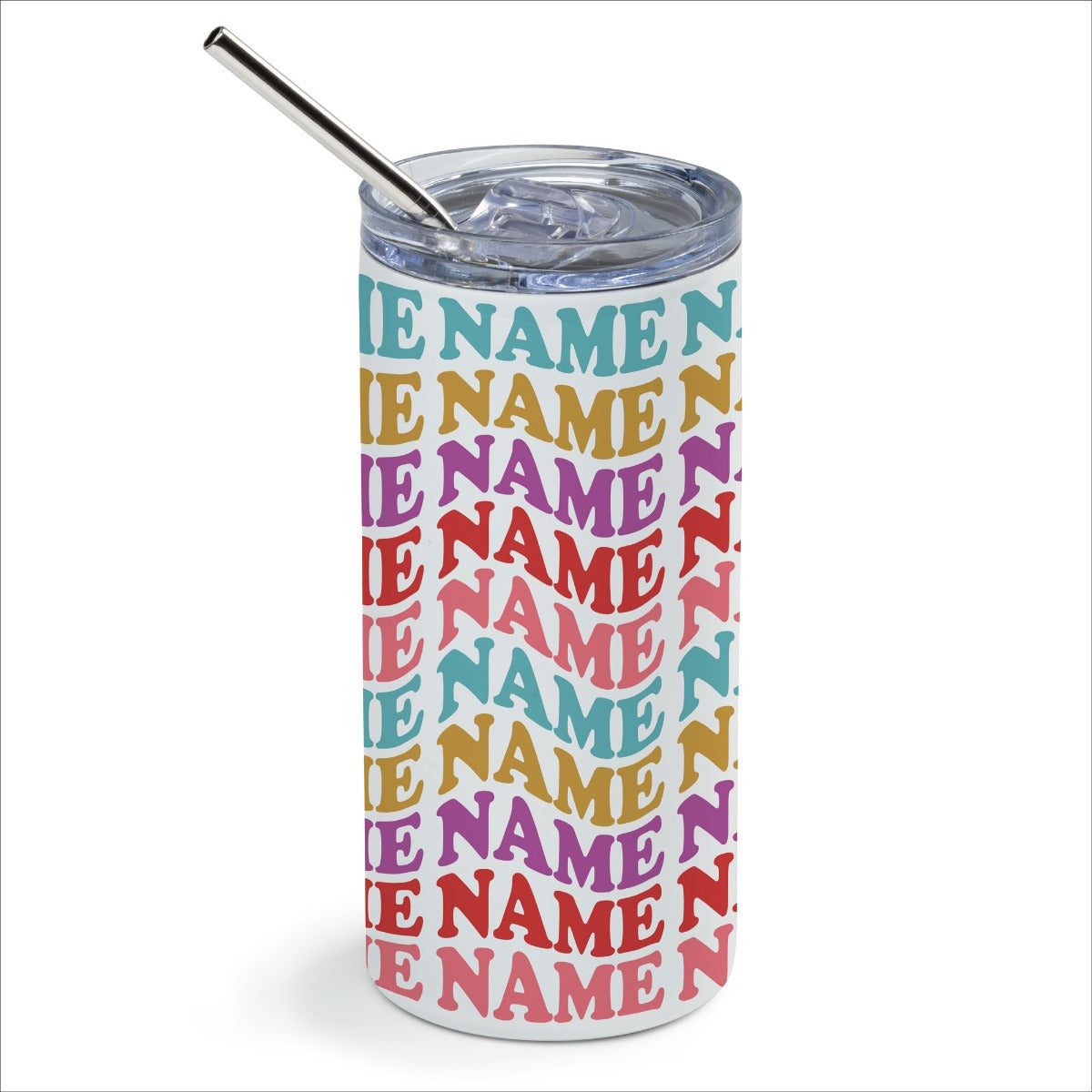 Retro Wave Name Stainless Steel Tumbler With Straw