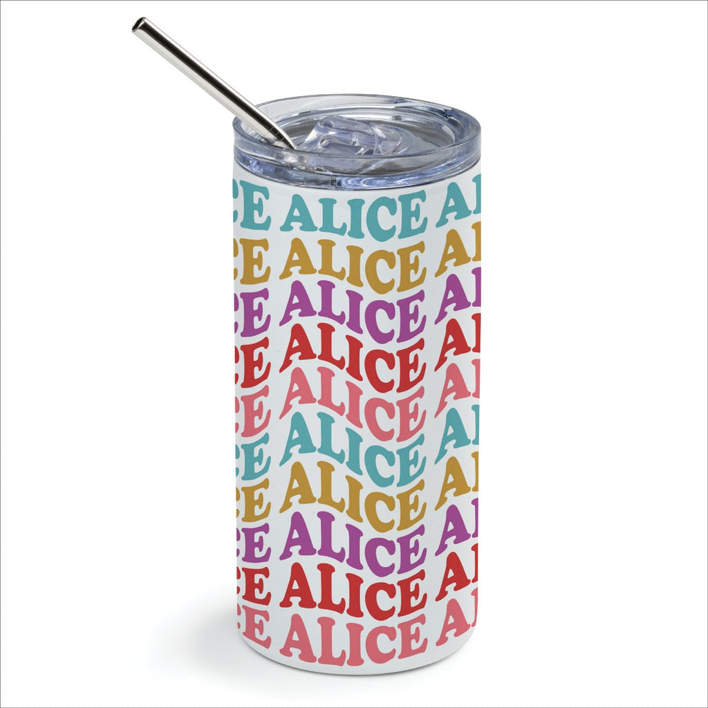 Retro Wave Name Stainless Steel Tumbler With Straw
