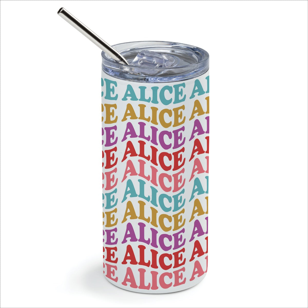 Retro Wave Name Stainless Steel Tumbler With Straw