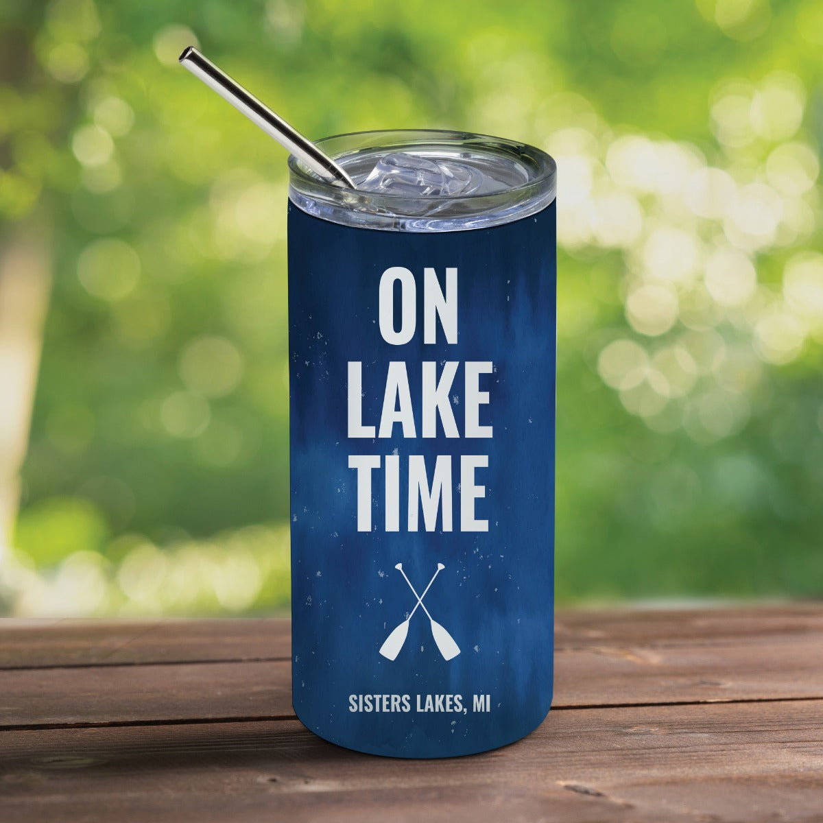 On Lake Time Stainless Steel Tumbler With Straw