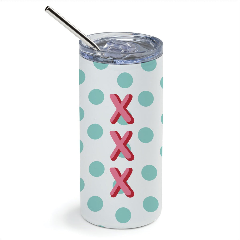 Polka Dot Pattern Monogram Stainless Steel Tumbler With Straw