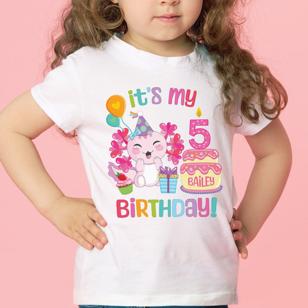 It's My Birthday Axolotl Toddler Personalized  White T-Shirt