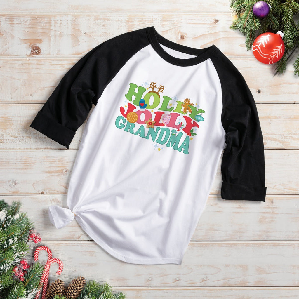 Holly Jolly  Black Raglan Jersey