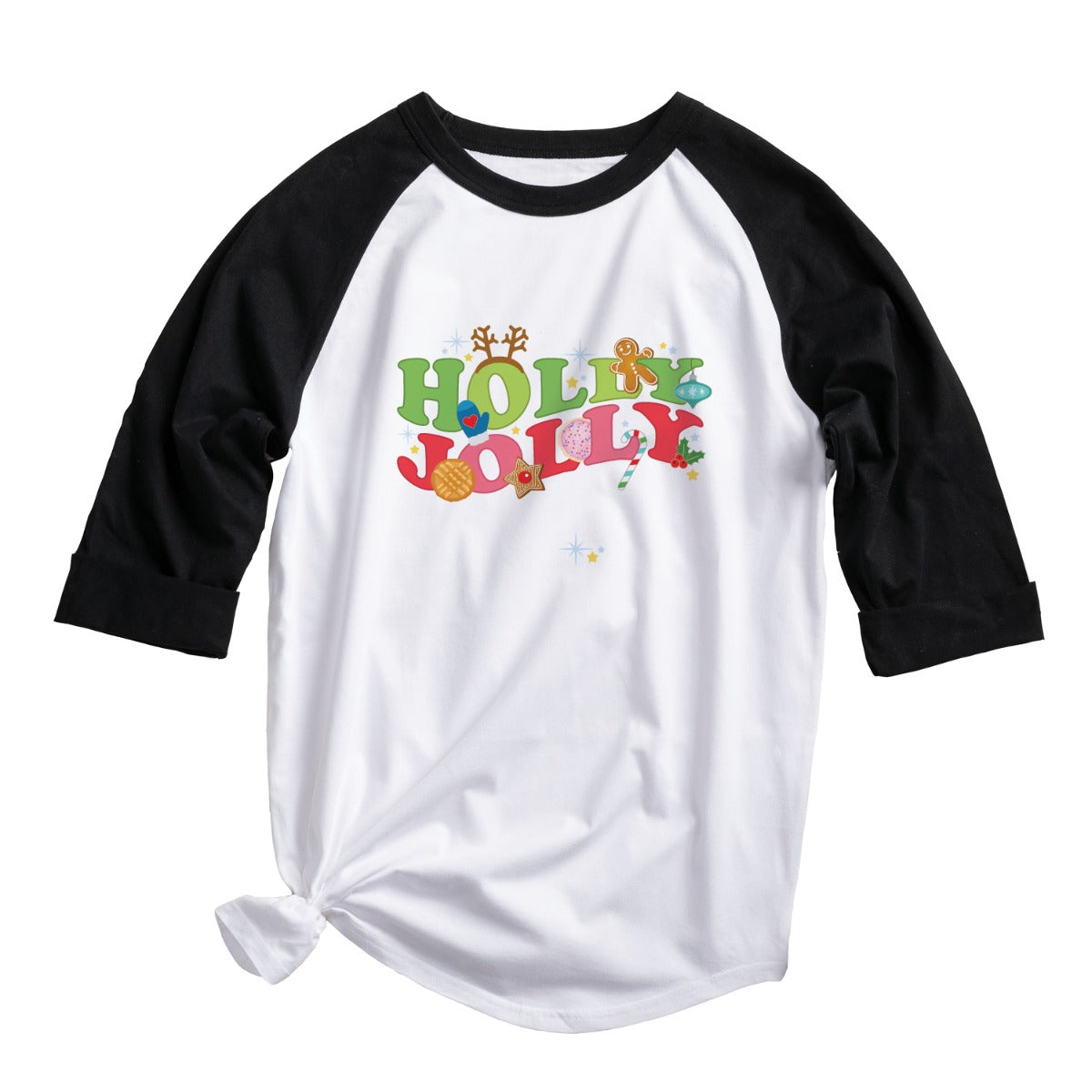 Holly Jolly  Black Raglan Jersey