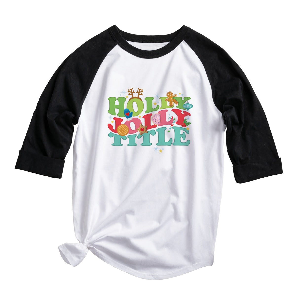 Holly Jolly  Black Raglan Jersey