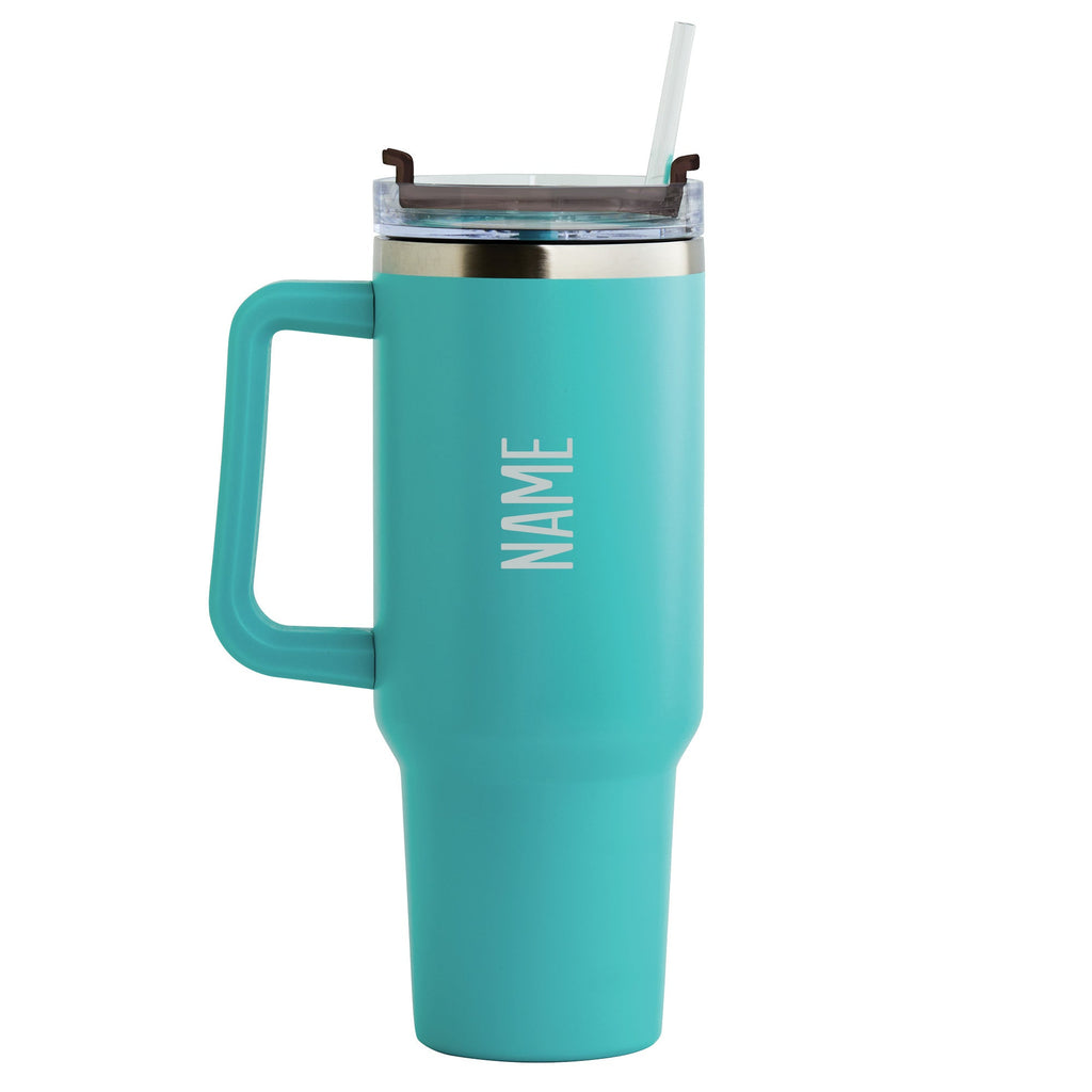 Block Name Aqua Stainless Steel 40 Oz Travel Mug with Handle