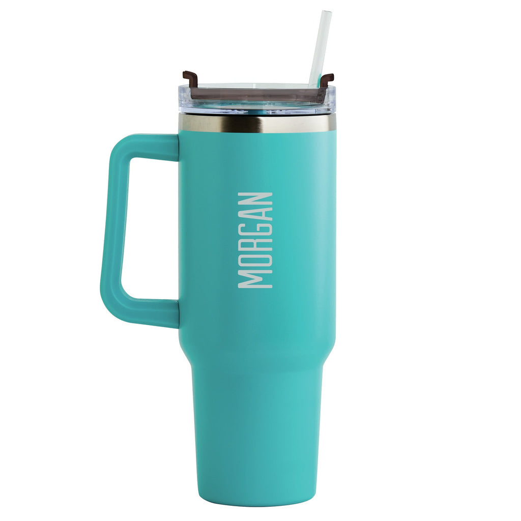 Block Name Aqua Stainless Steel 40 Oz Travel Mug with Handle
