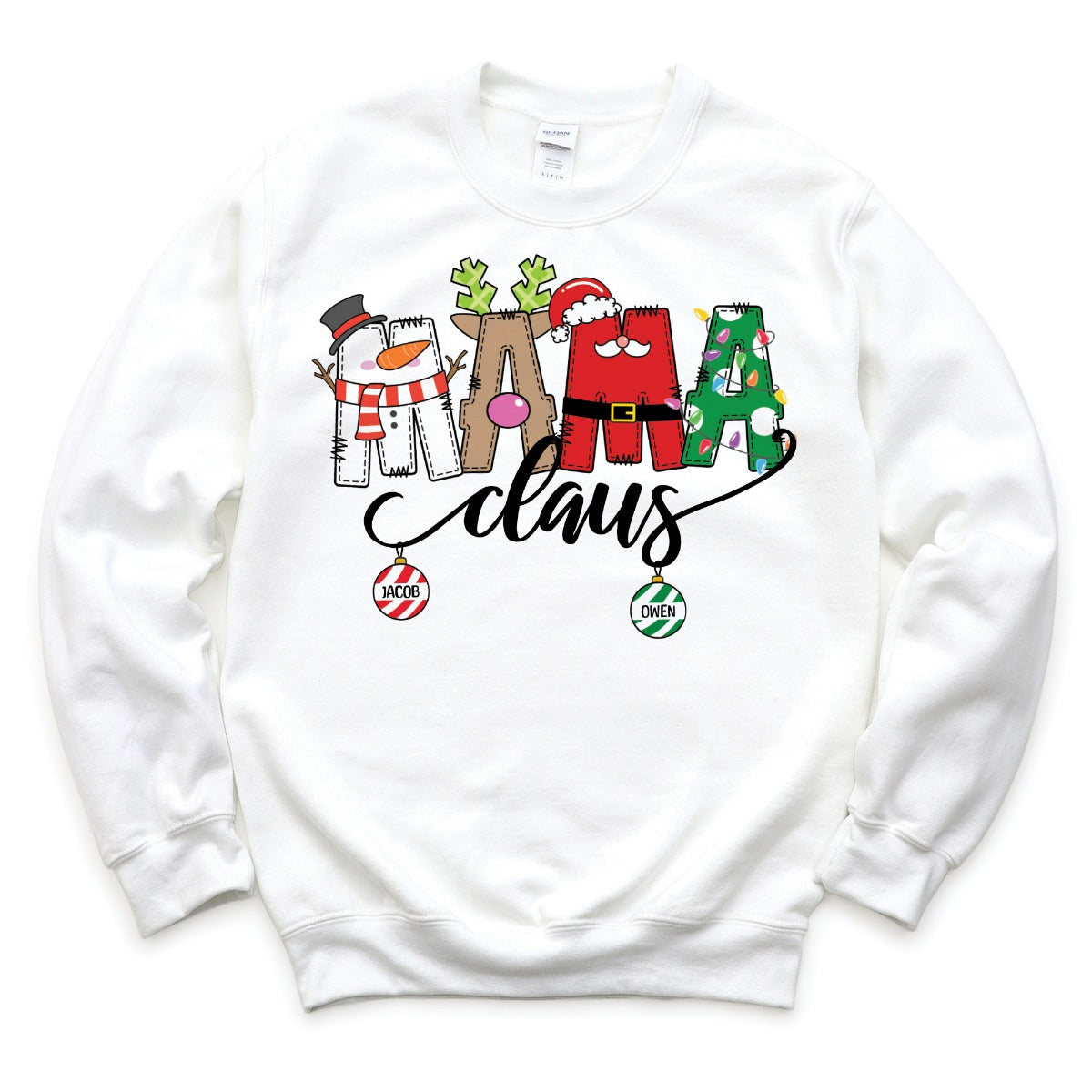 Mama Claus Adult White Sweatshirt - 2 Children