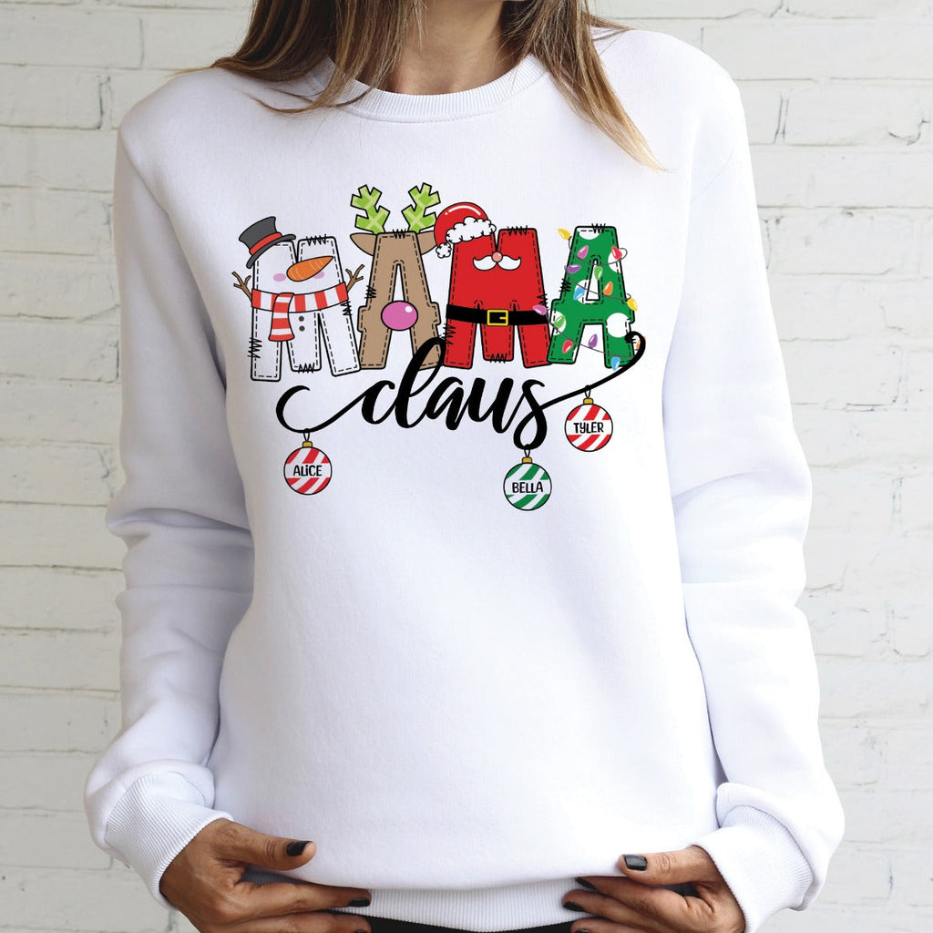 Mama Claus Adult White Sweatshirt - 3 Children