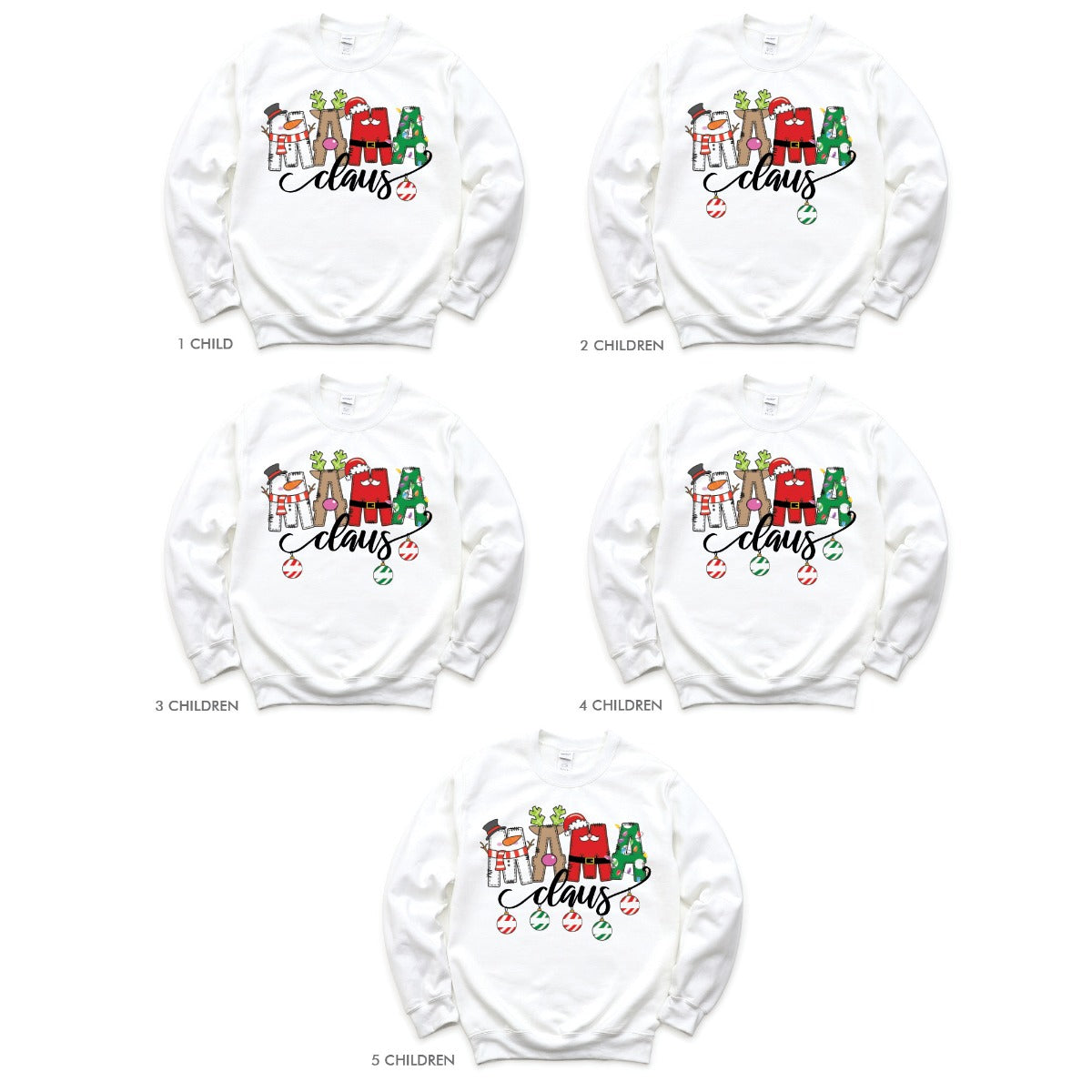 Mama Claus Adult White Sweatshirt - 3 Children