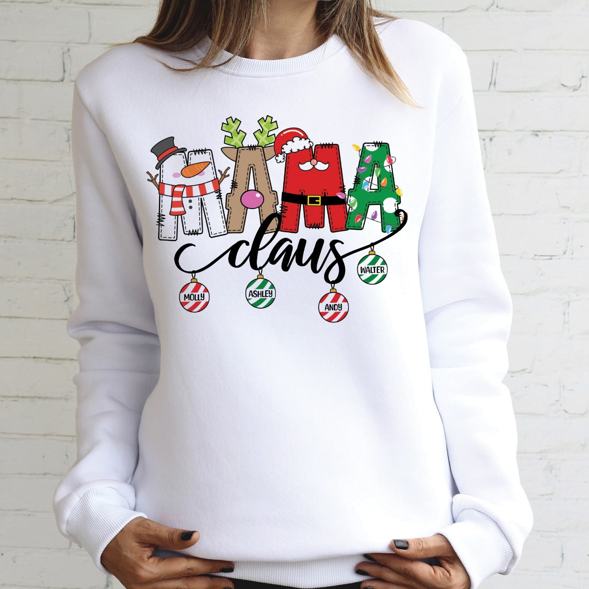 Mama Claus Adult White Sweatshirt - 4 Children