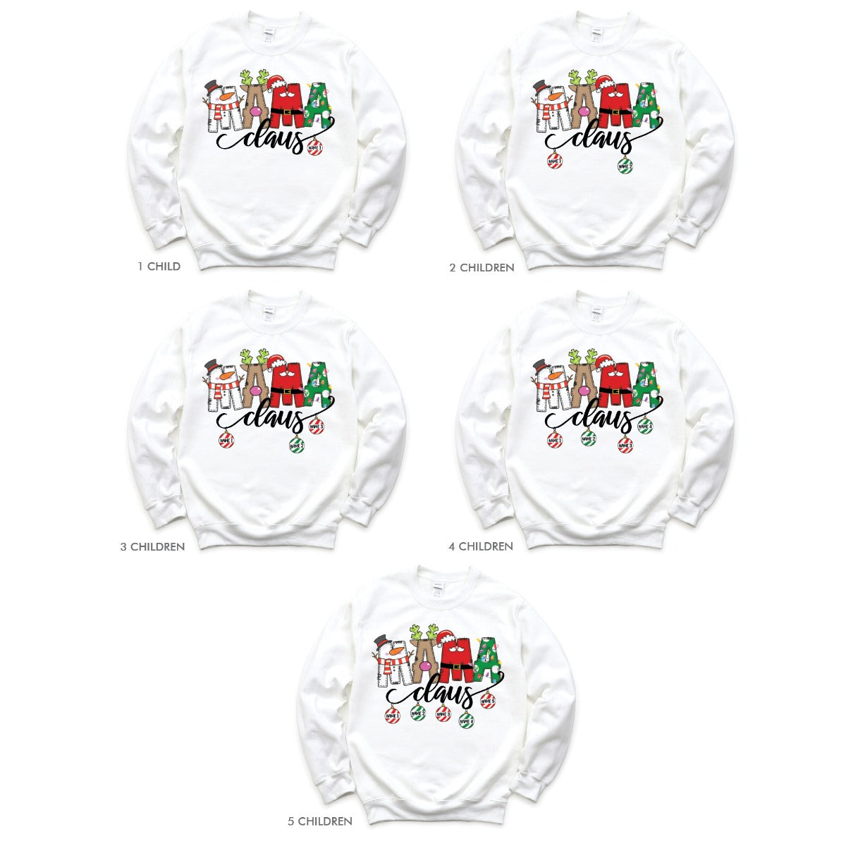 Mama Claus Adult White Sweatshirt - 4 Children