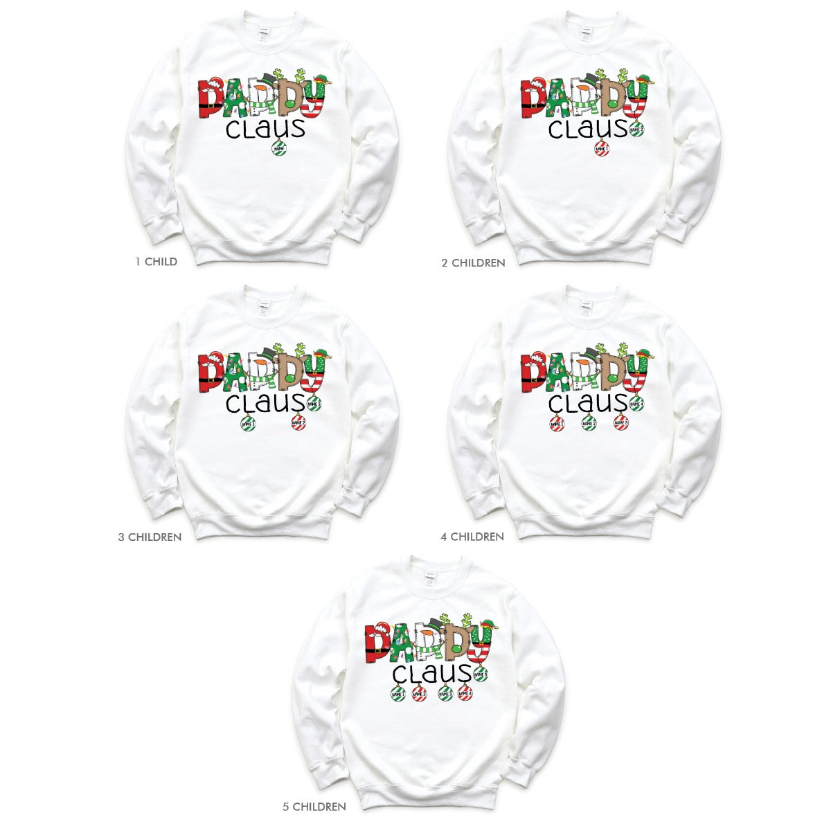 Daddy Claus Adult White Sweatshirt - 2 Children