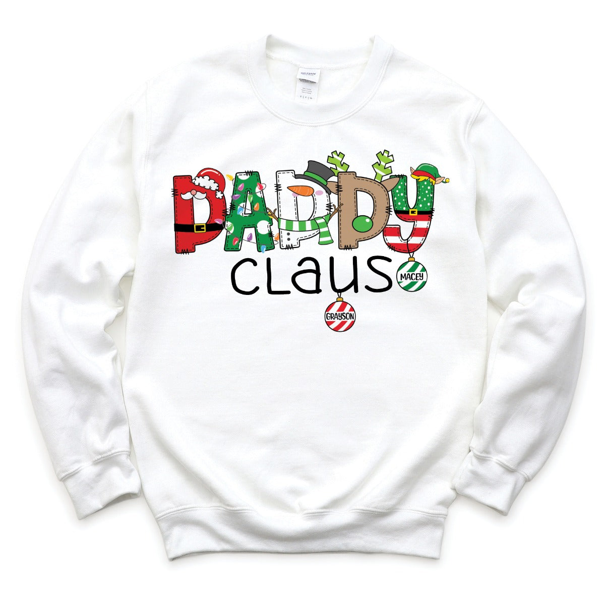 Daddy Claus Adult White Sweatshirt - 2 Children