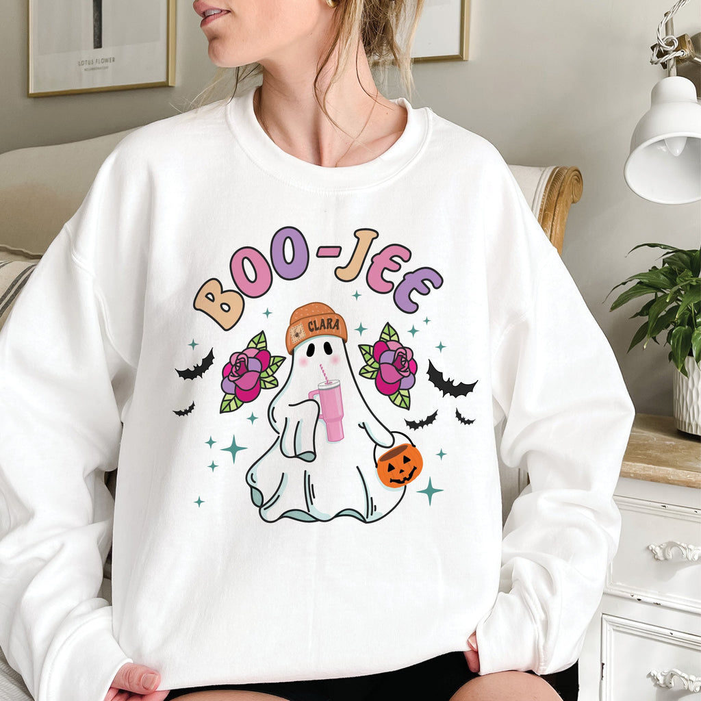 Boo-Jee Ghost White Crewneck Sweatshirt Adult S