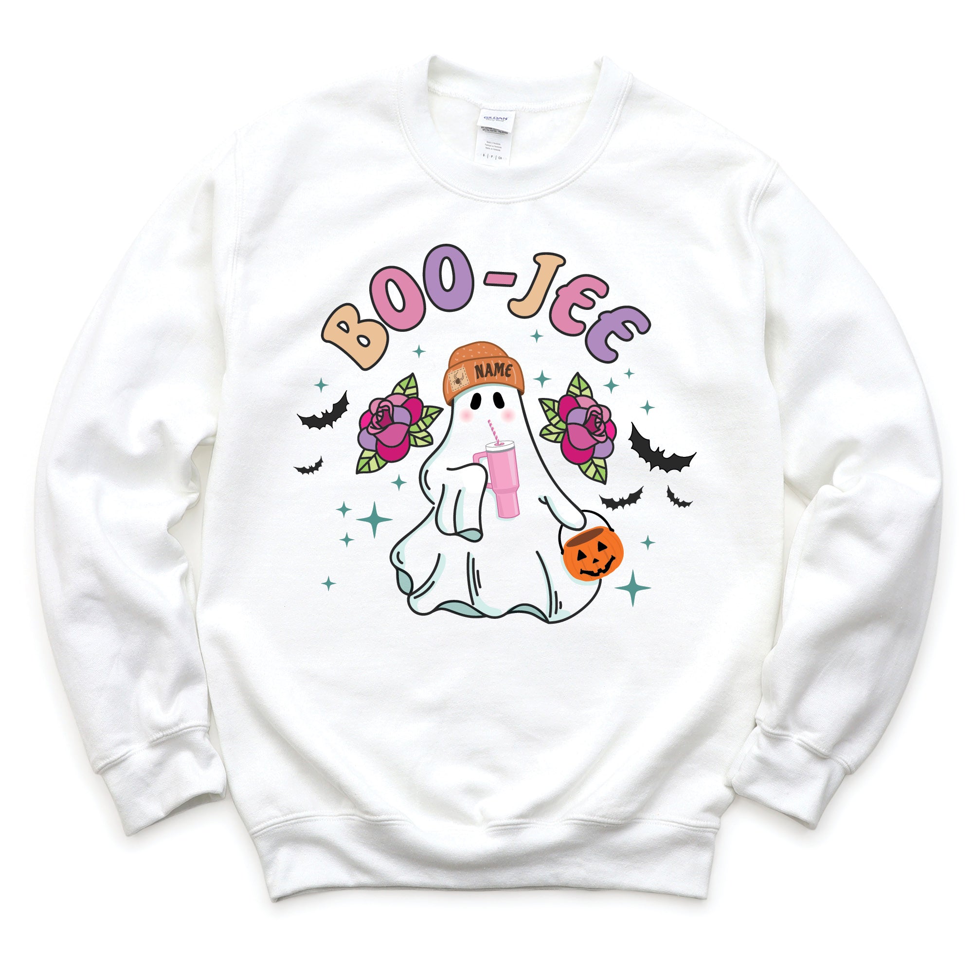 Boo-Jee Ghost White Crewneck Sweatshirt Adult S