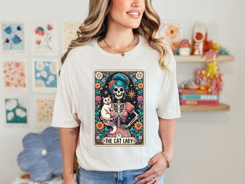 #817 - The Cat Lady Tarot -  Print Unisex Crew neck Tee T-shirt Hoodie Sweatshirt | PrintMintTees.com