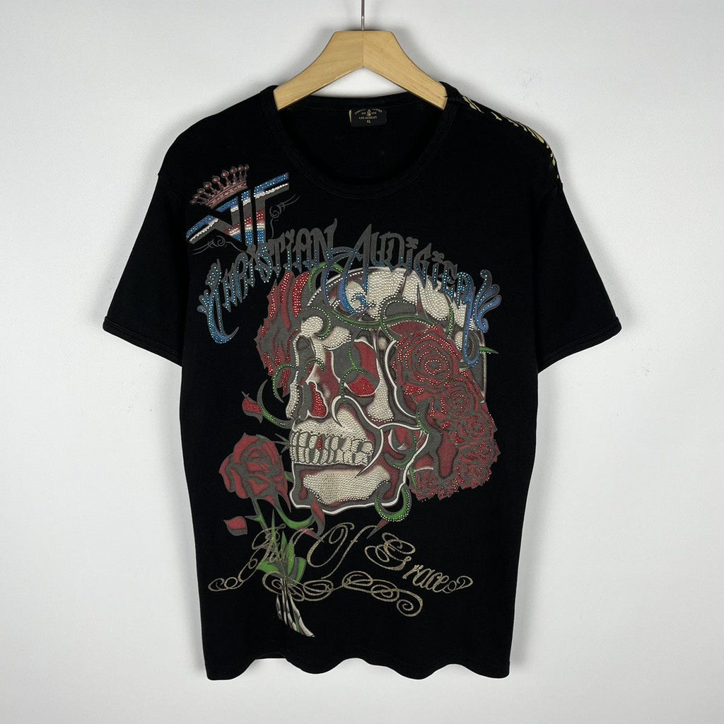 Audigier Vintage Christian Audigier Skulls Big Logo Y2k T Shirt 90 S Hoodie Sweatshirt | PrintMintTees.com