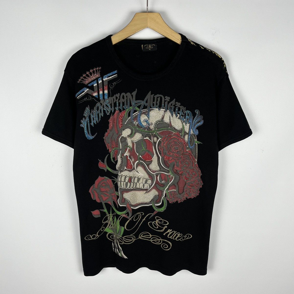 Audigier Vintage Christian Audigier Skulls Big Logo Y2k T Shirt 90 S Hoodie Sweatshirt | PrintMintTees.com