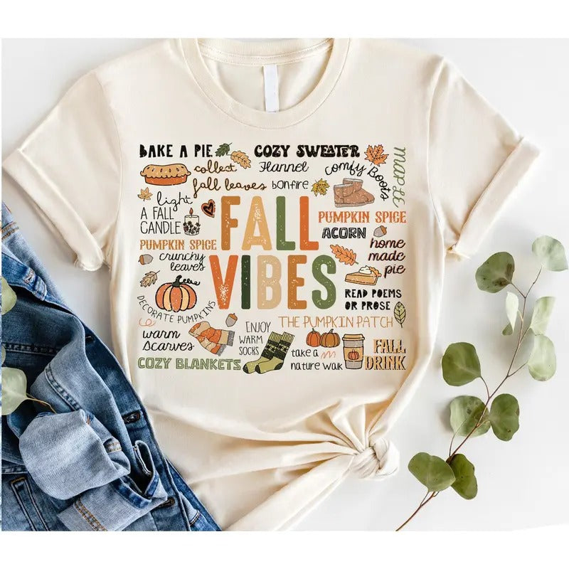 # 837 -  Fall Vibes - Print Unisex Crew neck Tee T-shirt Top Womenswear Hoodie Sweatshirt | PrintMintTees.com