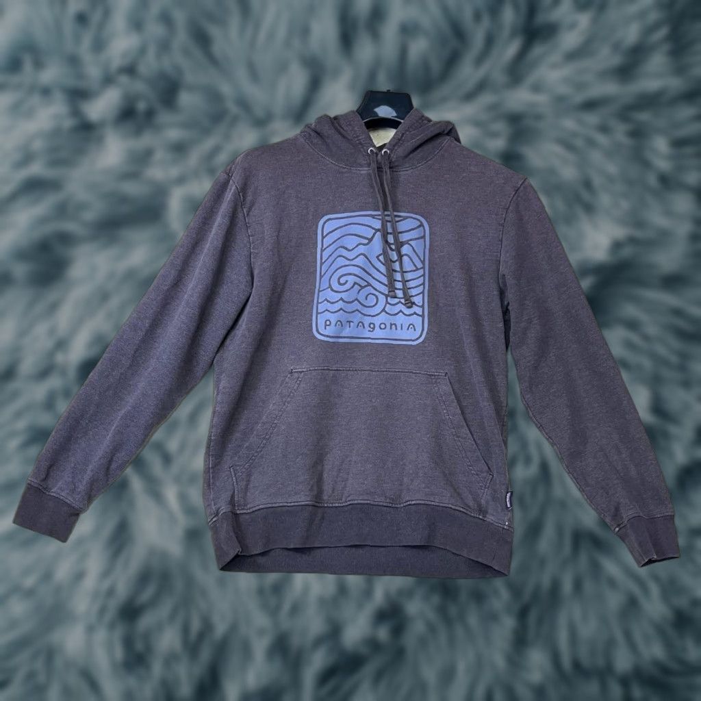 Patagonia Hoodie Men S Hooded Graphic Print Gray Logo Small Pullover Sweatshirt Shirt | PrintMintTees.com