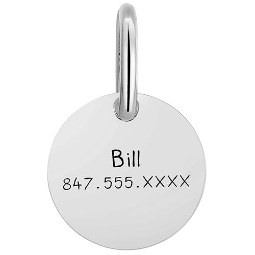 Stainless Steel Personalized Engraved Disc with Heart Pet Tag
