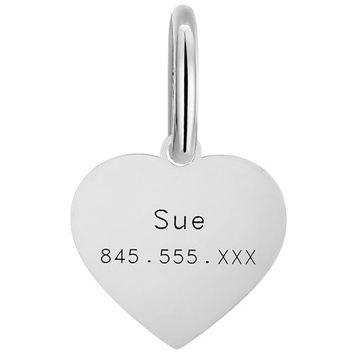 Stainless Steel Personalized Engraved Heart with Paw-Print Pet Tag