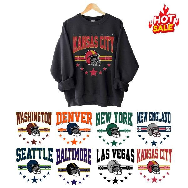 90s All Team Football Black Sweatshirt, Vintage 1960 Football Sweatshirt, Cowboy Football Game Day Shirt, All Team Shirt...